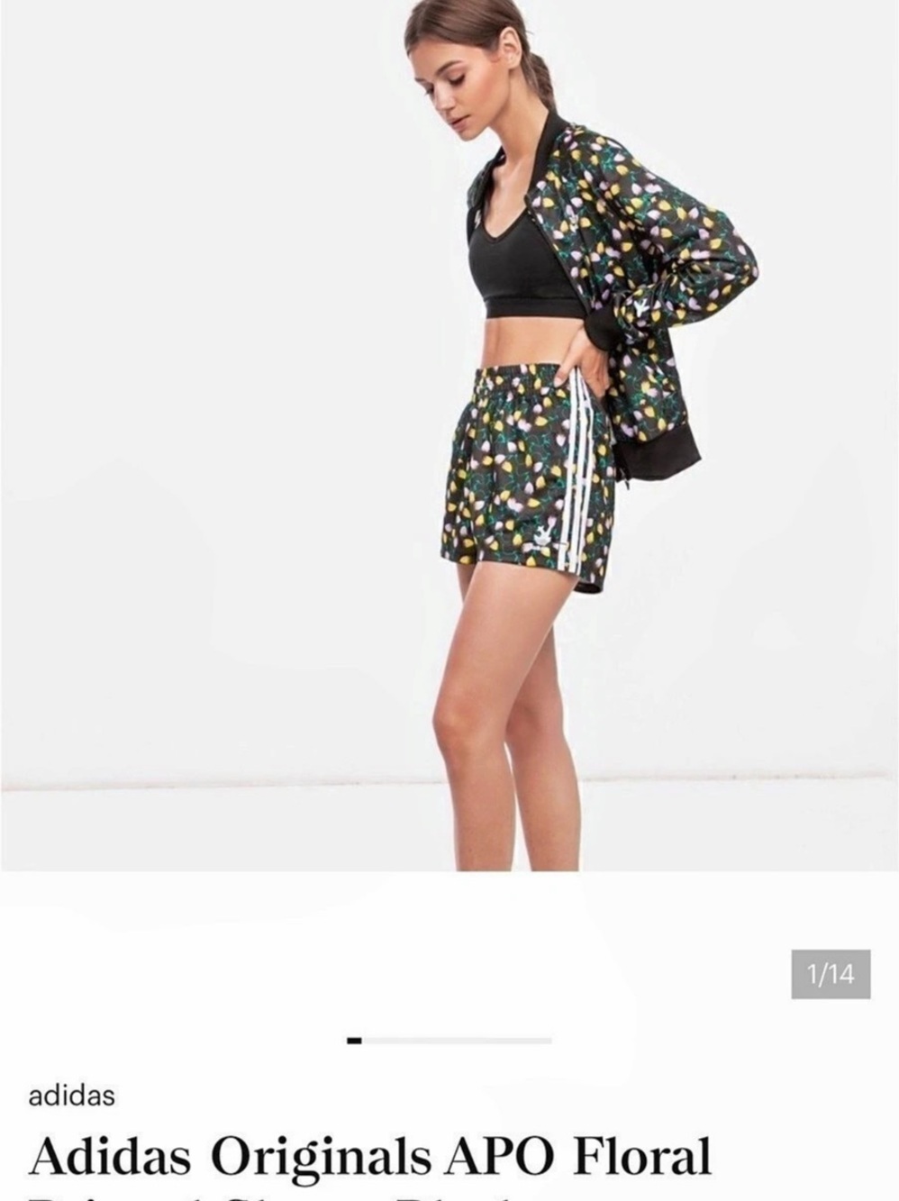 adidas Originals APO Floral Printed Shorts in Black & Yellow amazing shorts. Med